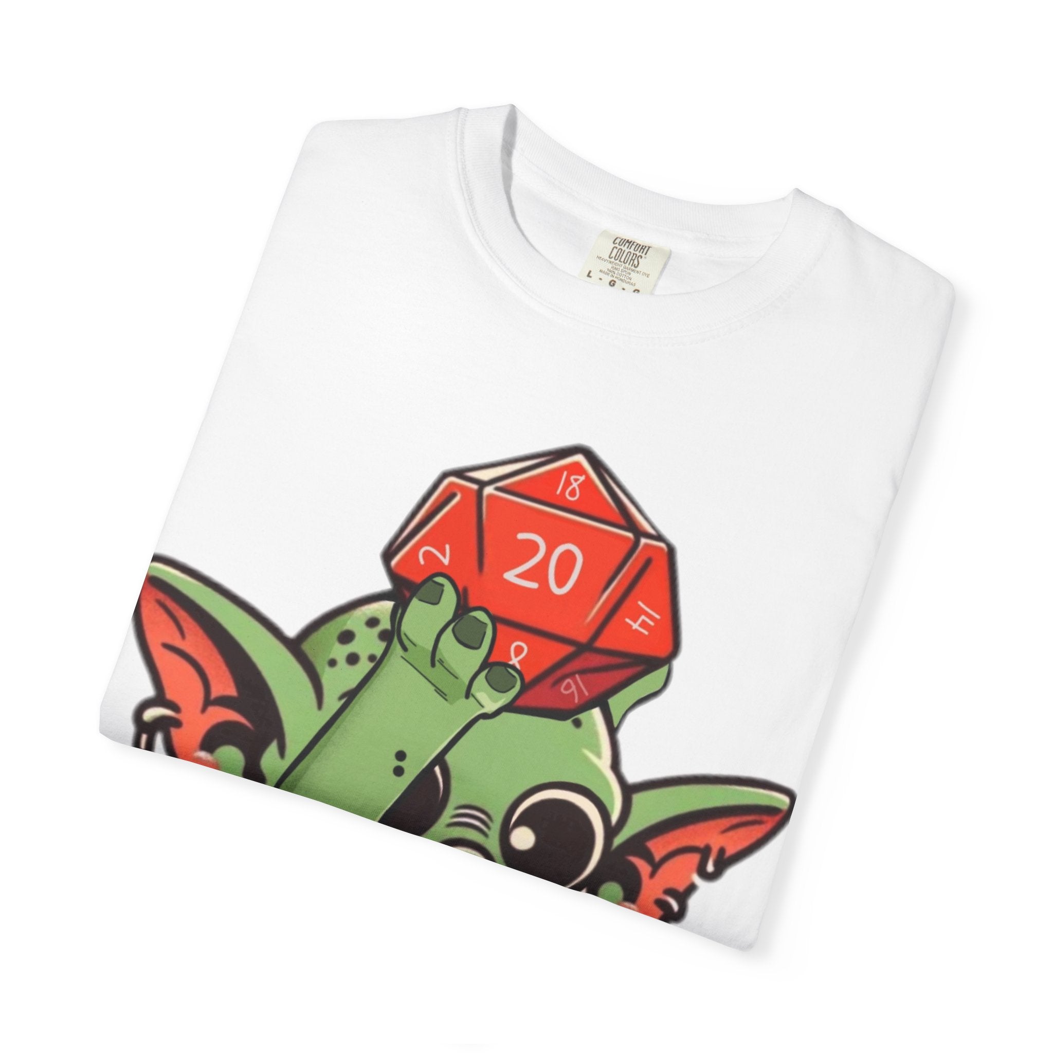 T-Shirt — Dice Goblin Rolling a Critical 20 D20 (Geek Gaming Tee)