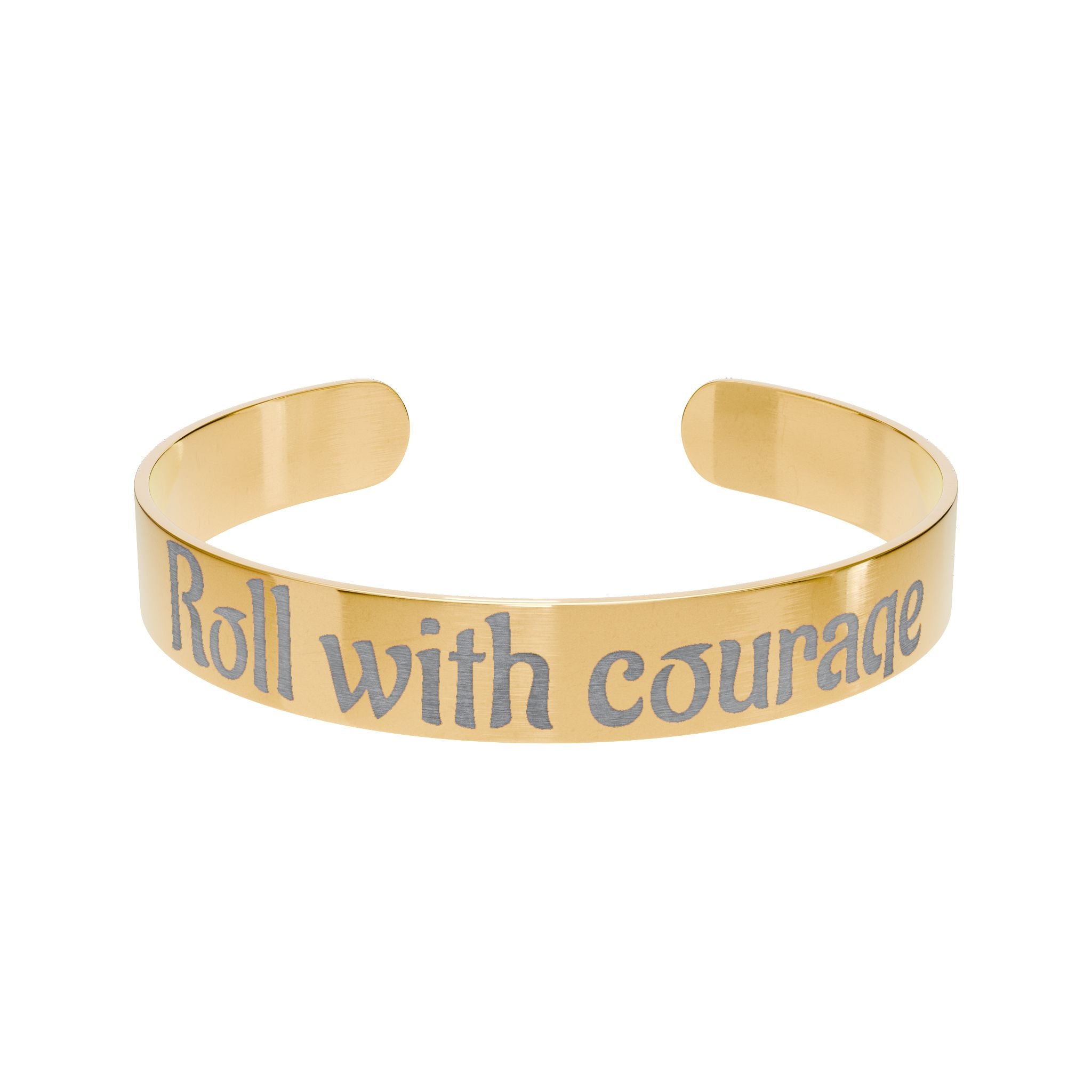Roll with courage cuff bracelet | engraved rose gold message bracelet
