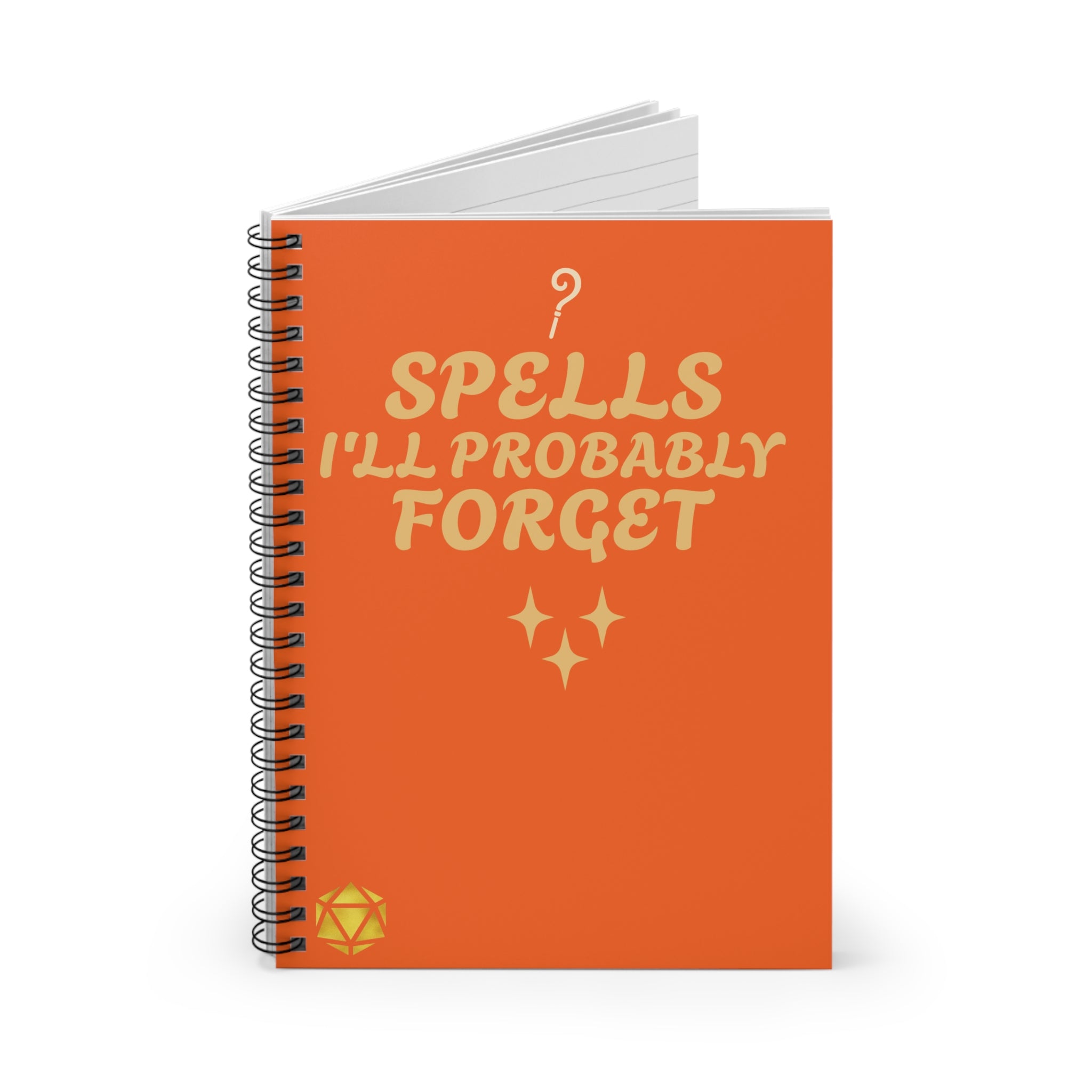 Ruled Line Spiral Notebook - Spells I'll probably forget - D&D Spellcasters