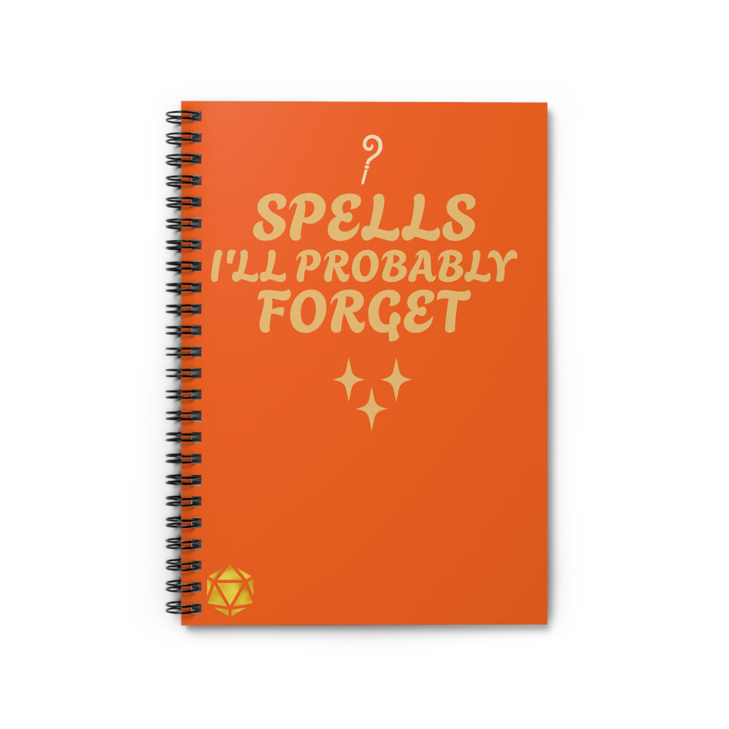 Ruled Line Spiral Notebook - Spells I'll probably forget - D&D Spellcasters