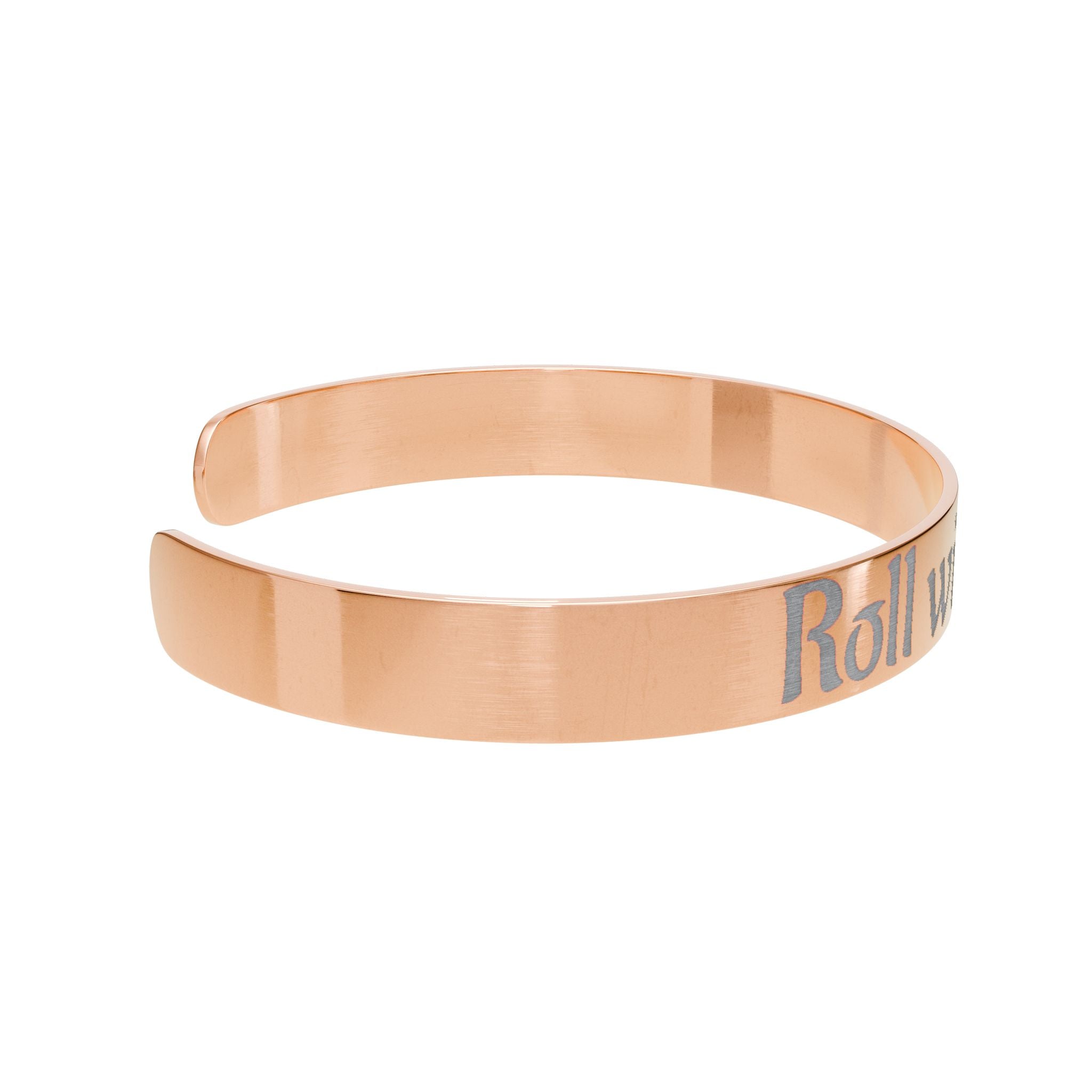 Roll with courage cuff bracelet | engraved rose gold message bracelet