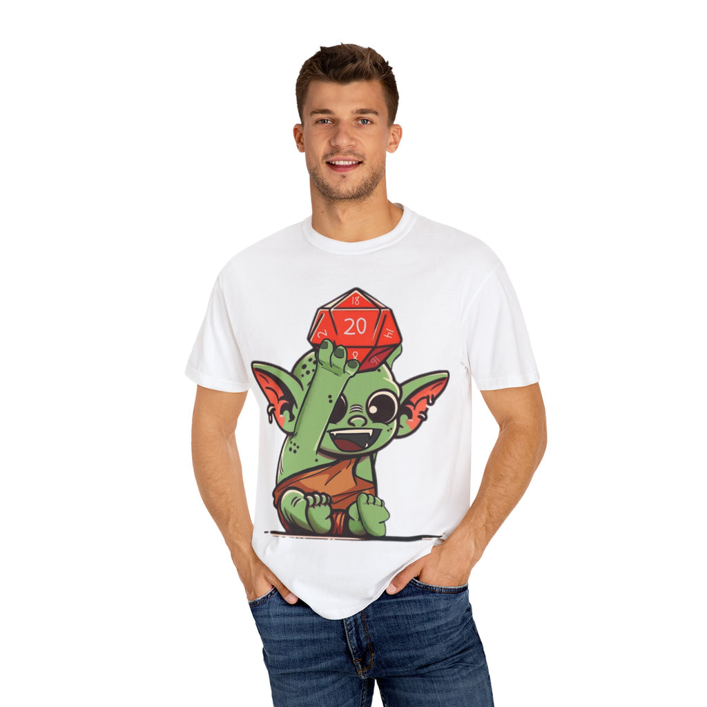 T-Shirt — Dice Goblin Rolling a Critical 20 D20 (Geek Gaming Tee)