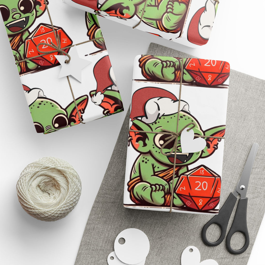 Christmas Dice Goblin Wrapping Paper Roll - Cute Holiday Gift Wrap