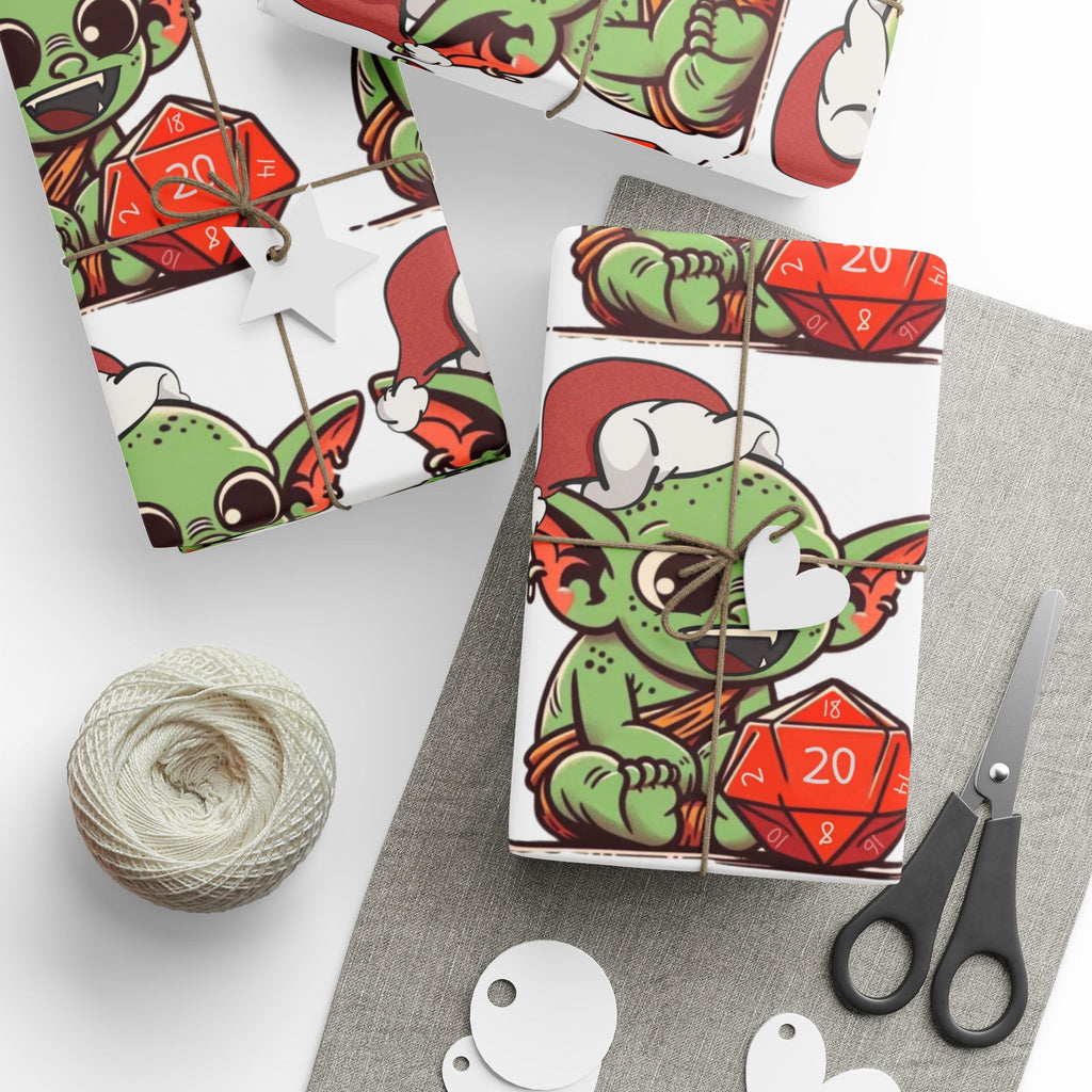 Christmas Dice Goblin Wrapping Paper Roll - Cute Holiday Gift Wrap