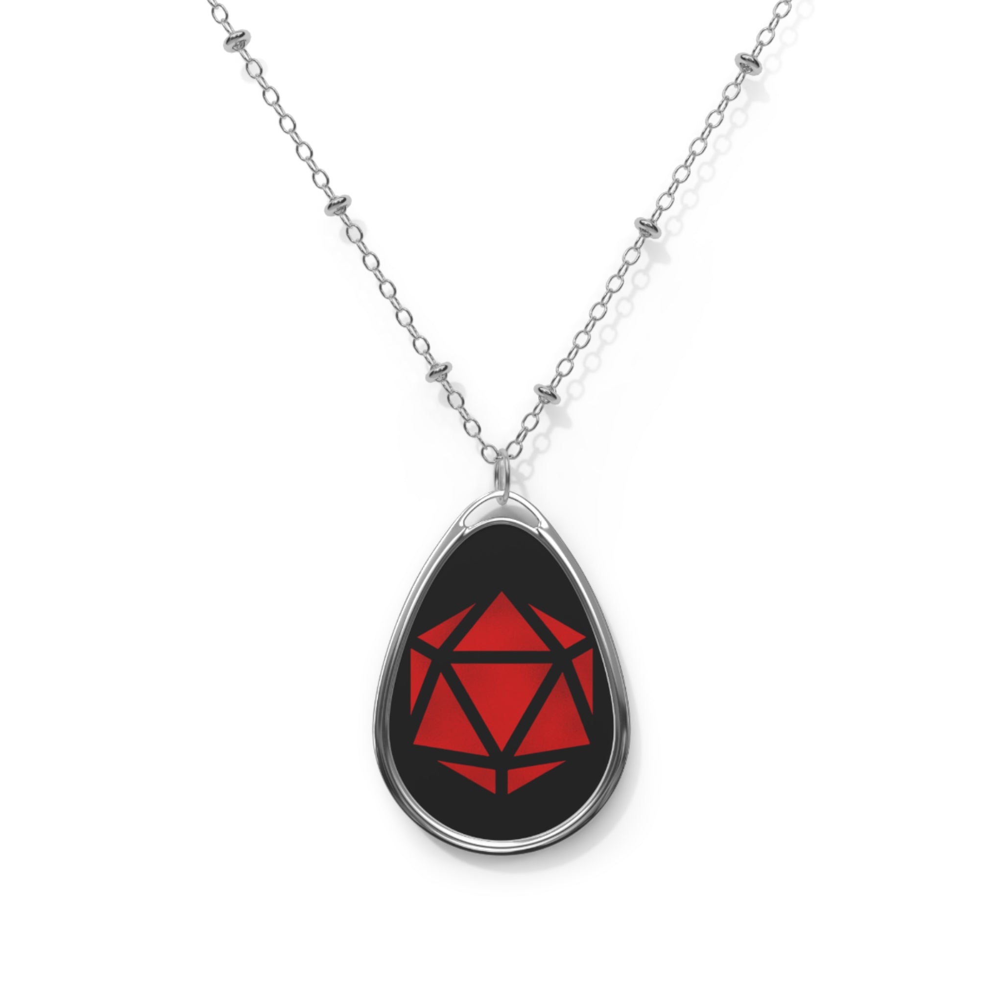 D20 Oval Necklace | RPG Dice Christmas Pendant