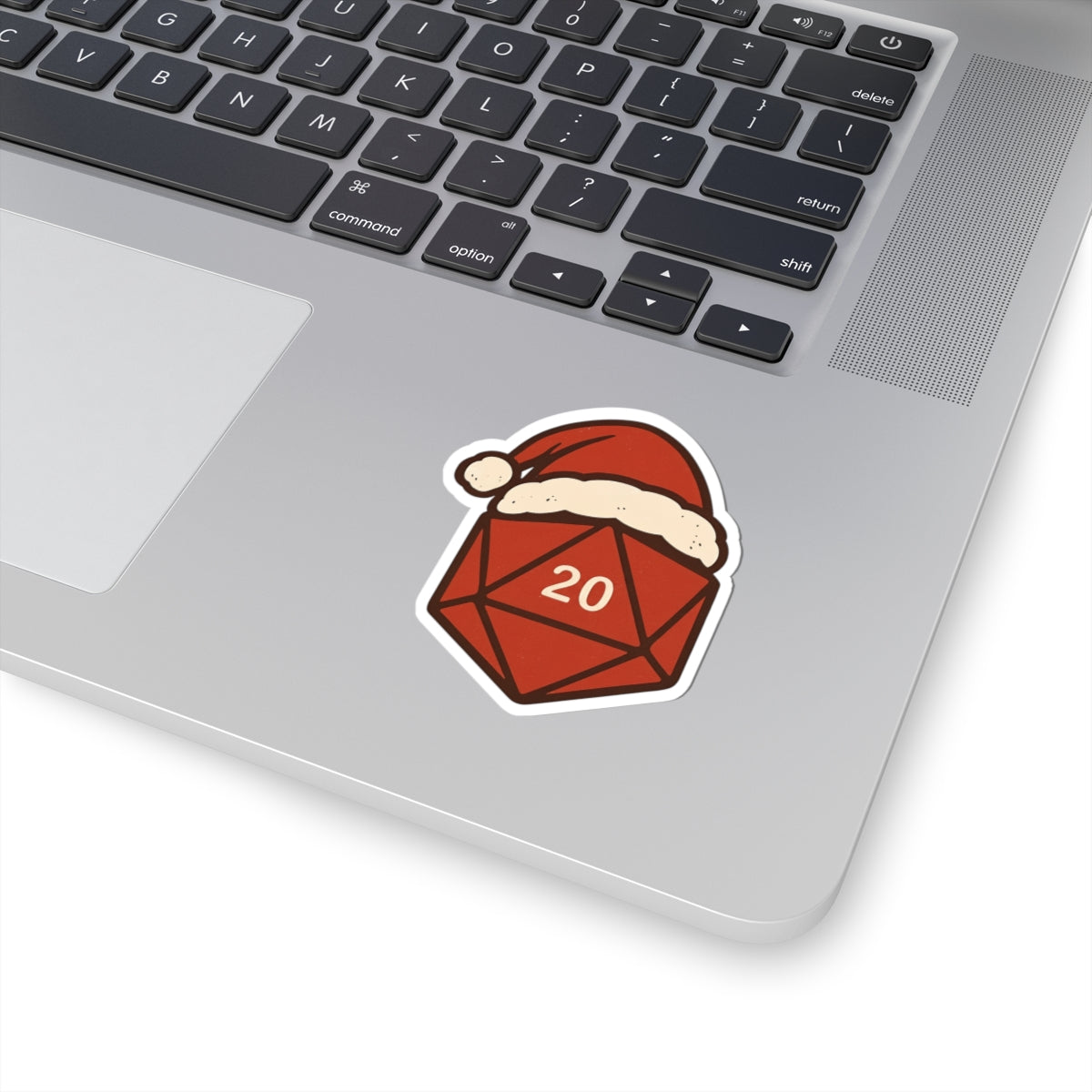 Christmas D20 Sticker — Santa Hat Critical Hit Sticker for Gamers