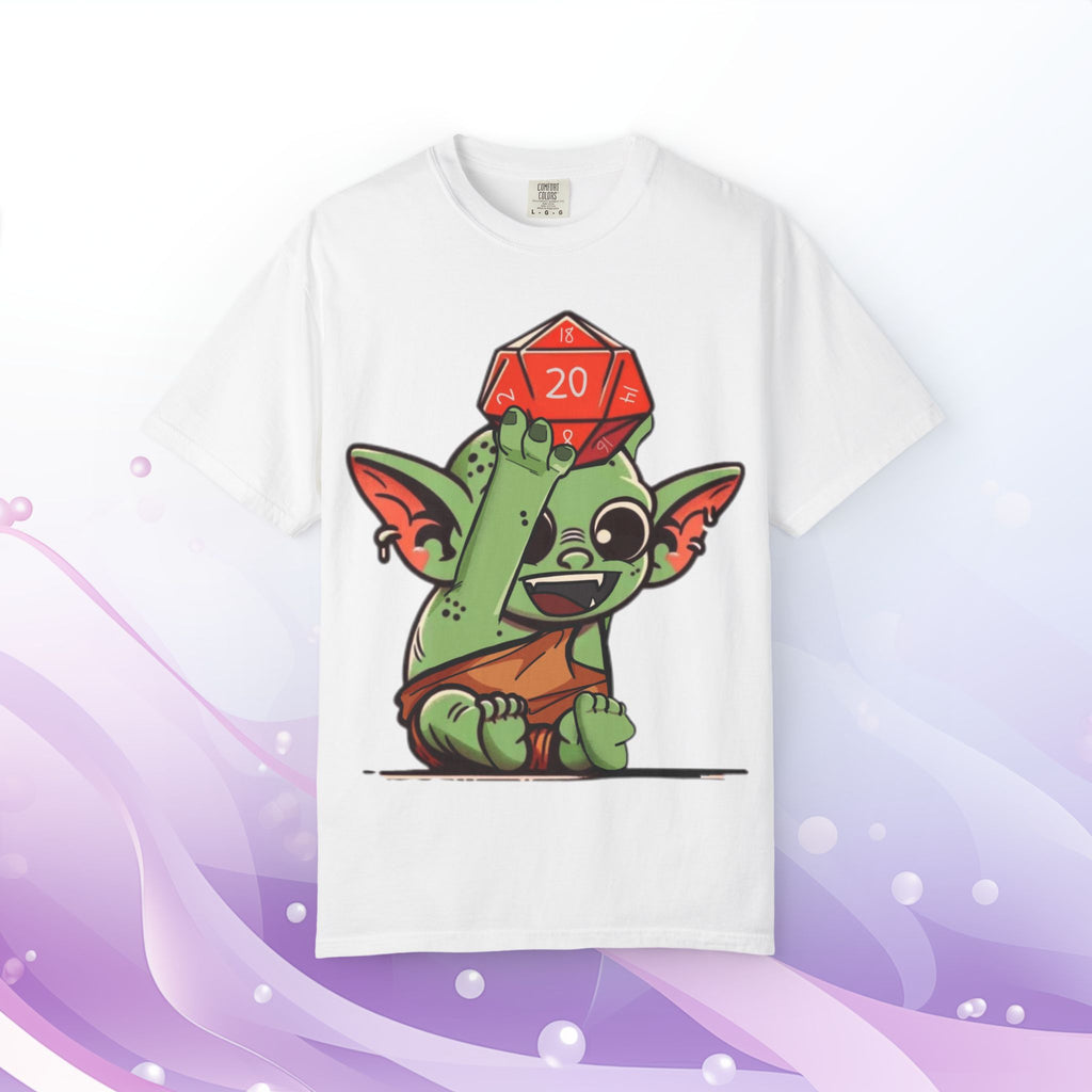 T-Shirt — Dice Goblin Rolling a Critical 20 D20 (Geek Gaming Tee)