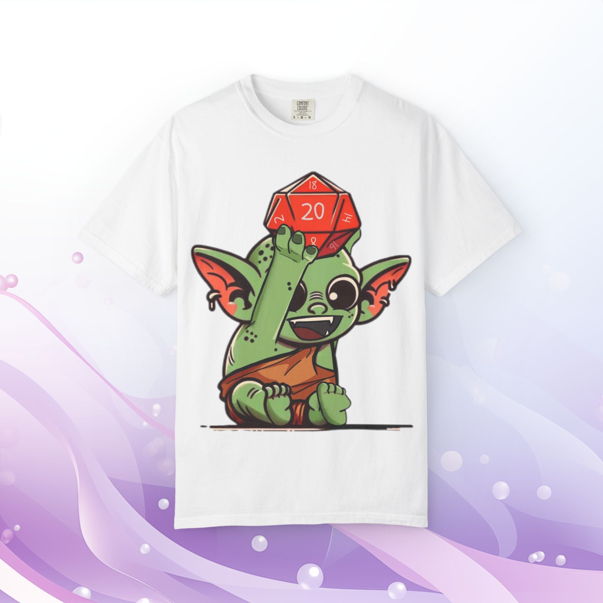 T-Shirt — Dice Goblin Rolling a Critical 20 D20 (Geek Gaming Tee)