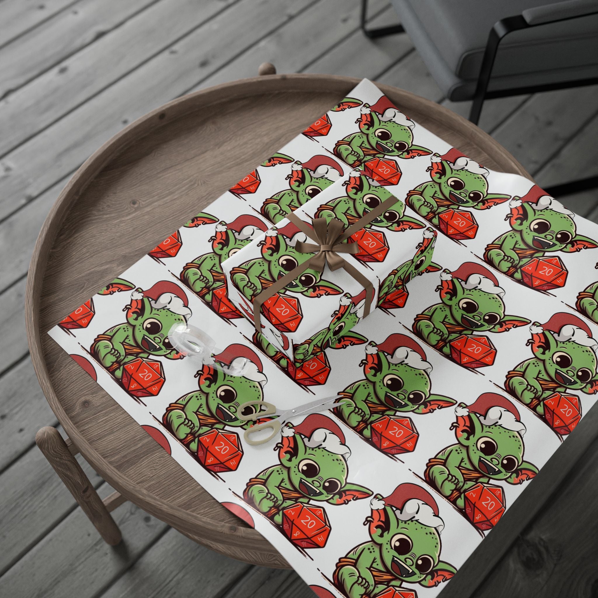 Christmas Dice Goblin Wrapping Paper Roll - Cute Holiday Gift Wrap