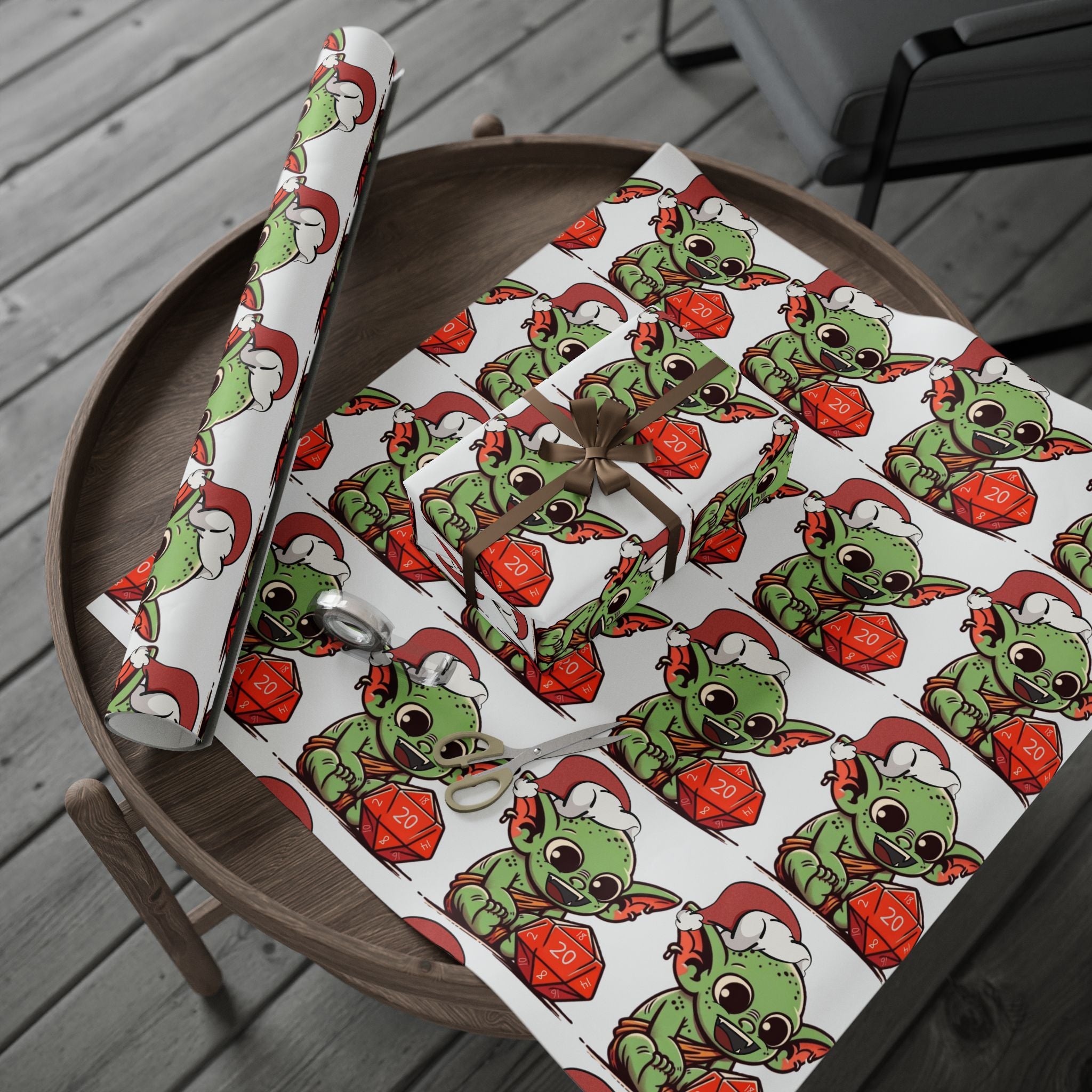 Christmas Dice Goblin Wrapping Paper Roll - Cute Holiday Gift Wrap