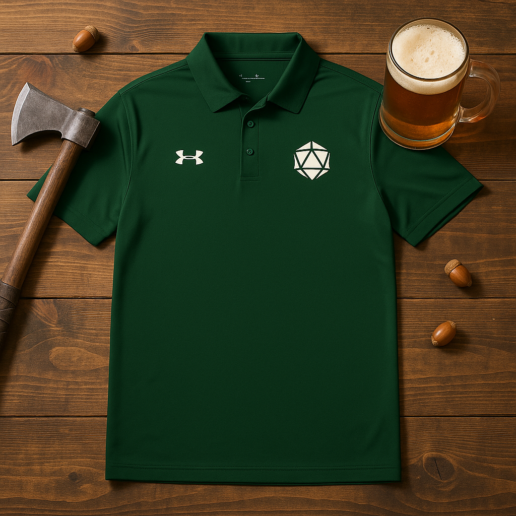 Under Armour D20 Embroidered Polo - DnD Golf Shirt - Dungeon Master Gift -Geek Work Polo - Dice Embroidery Shirt