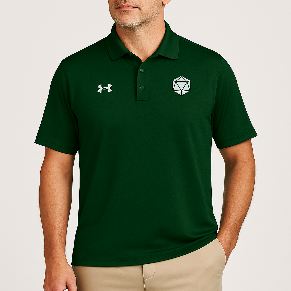 Under Armour D20 Embroidered Polo - DnD Golf Shirt - Dungeon Master Gift -Geek Work Polo - Dice Embroidery Shirt