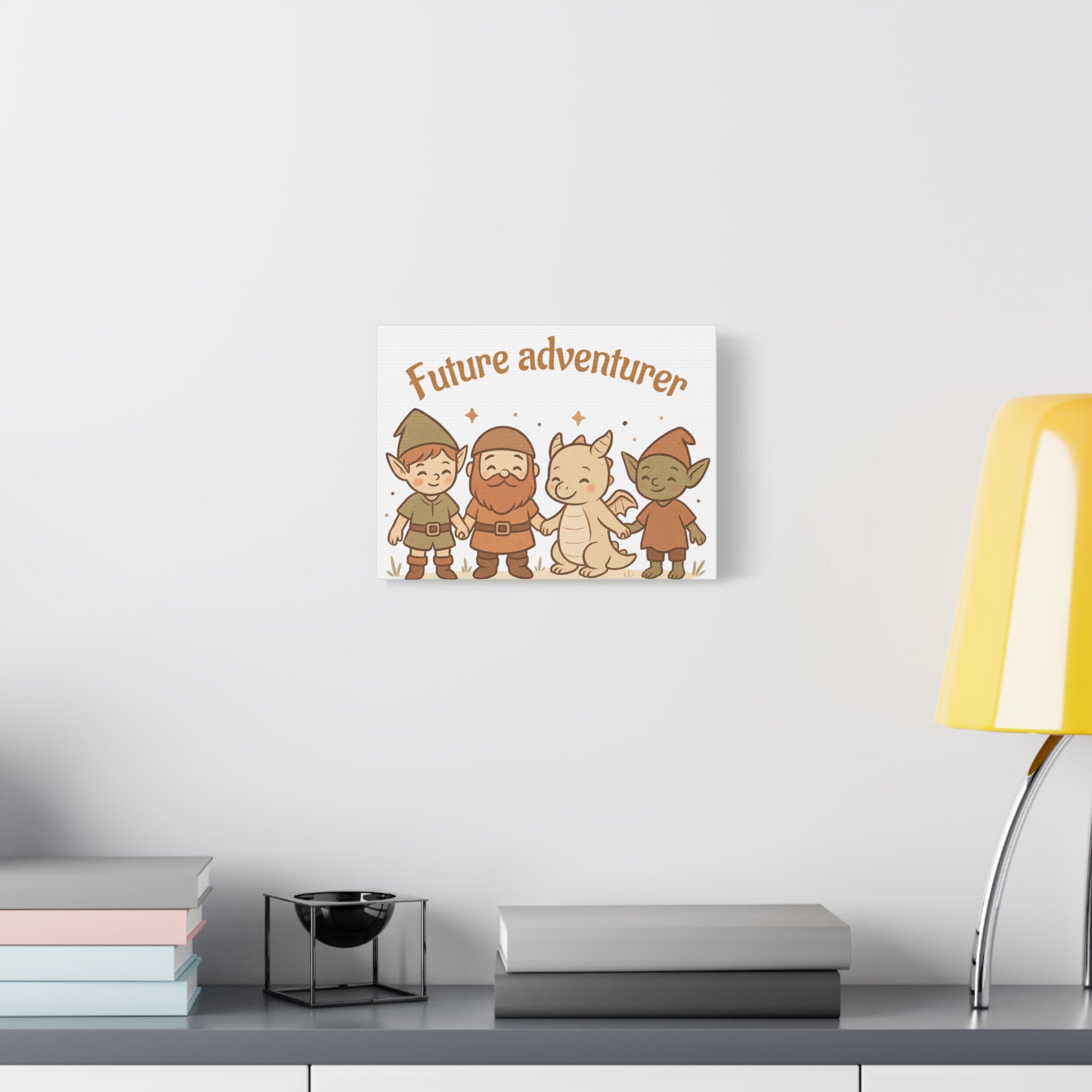 Fantasy Canvas Print — Dragon and Elf Gnome Wall Art for baby and children