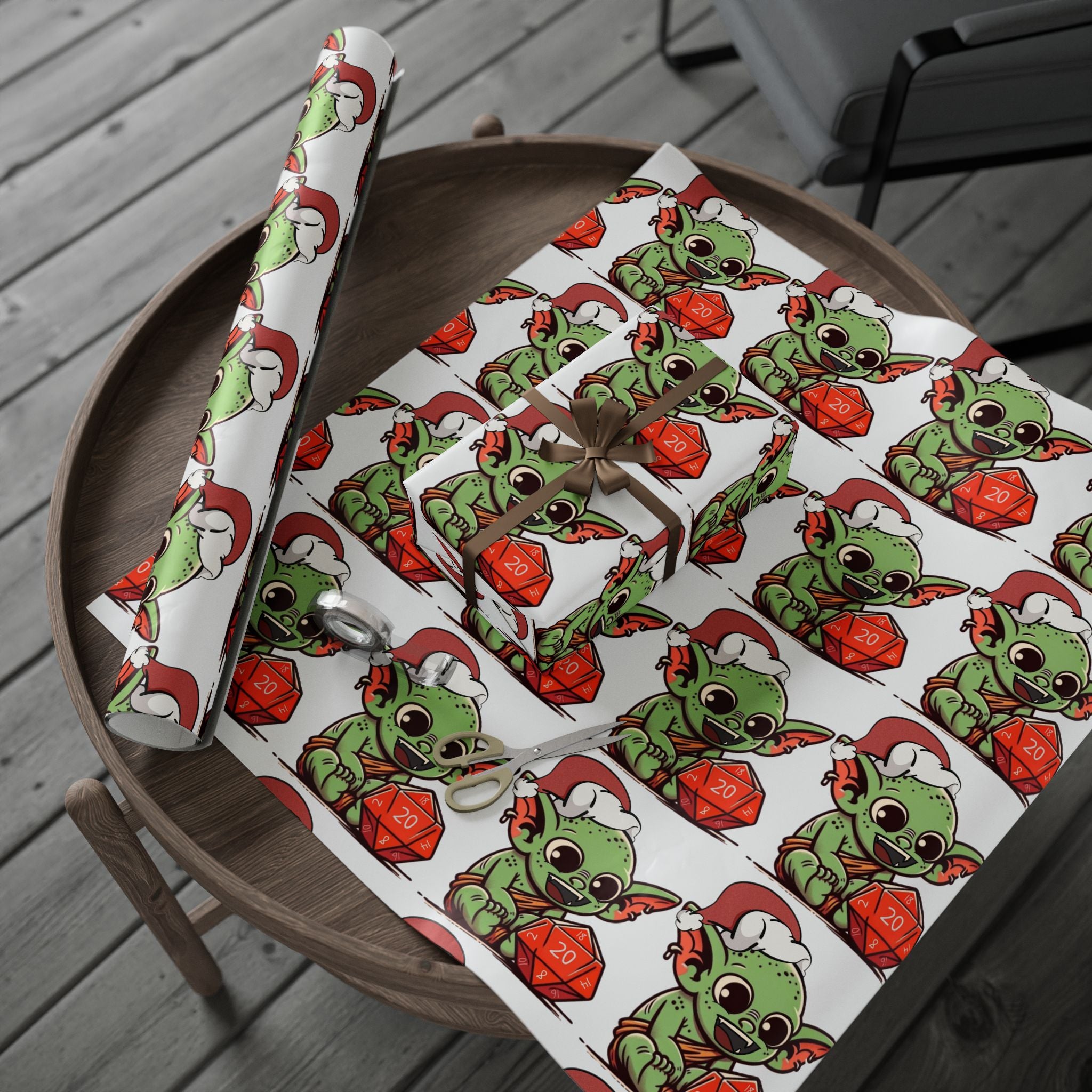 Christmas Dice Goblin Wrapping Paper Roll - Cute Holiday Gift Wrap