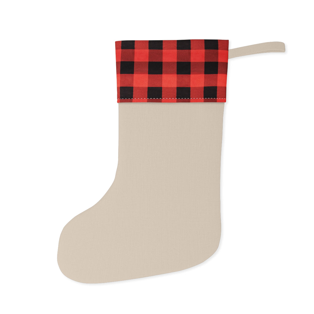 Santa Hat D20 Pattern Christmas Stocking | Plaid Cuff Holiday Stocking