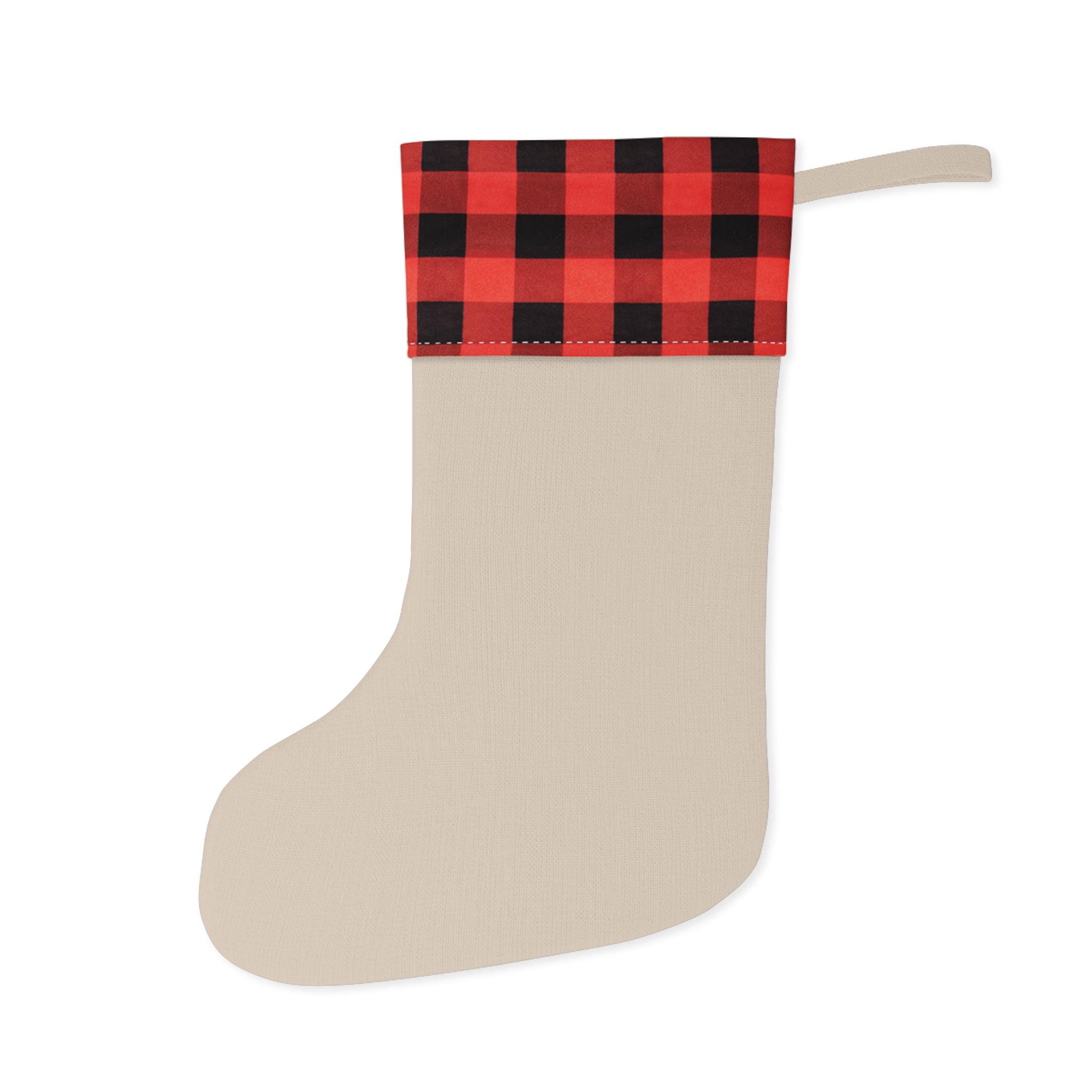 Santa Hat D20 Pattern Christmas Stocking | Plaid Cuff Holiday Stocking