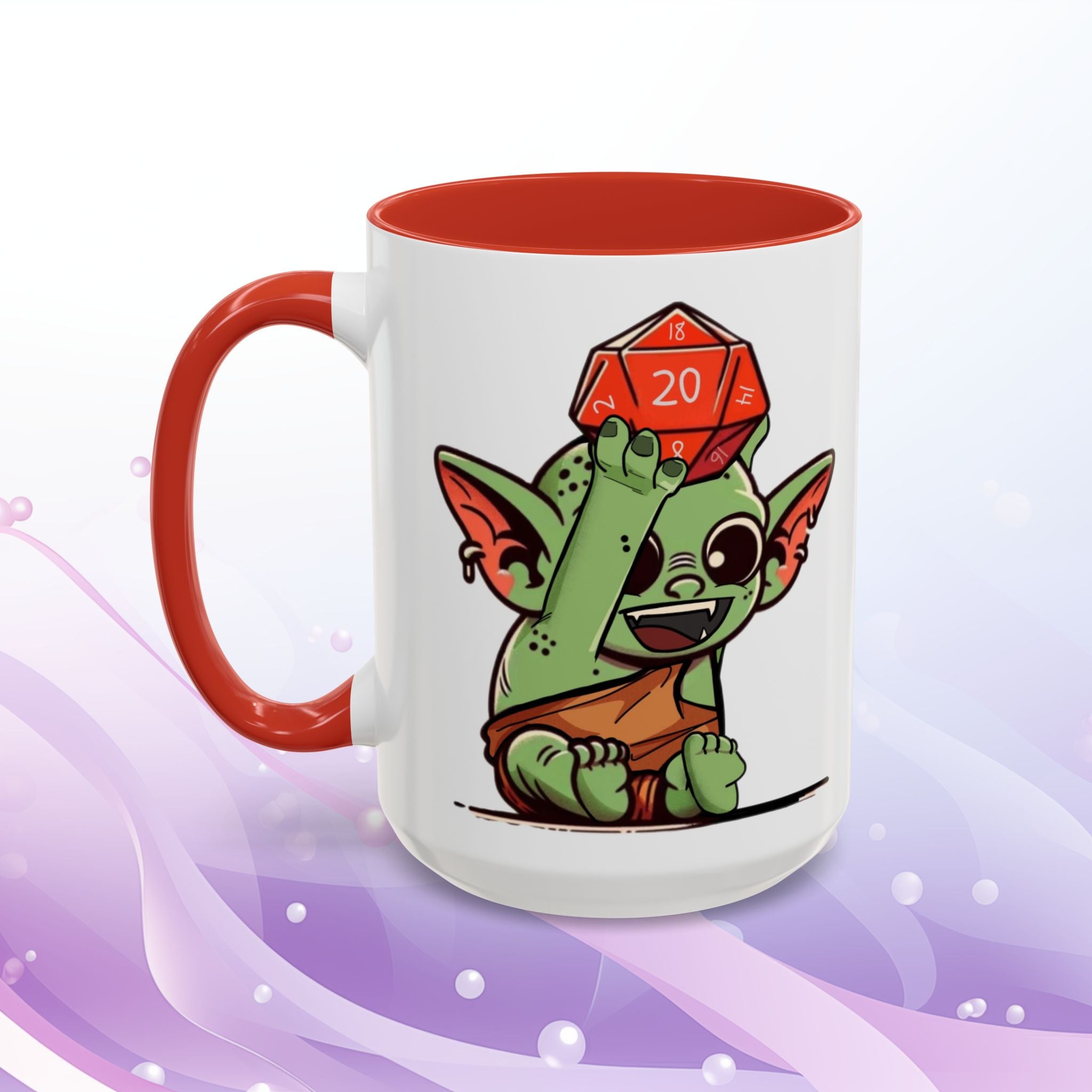 Dice Goblin D20 & D1 Coffee Mug — Gamer RPG Dice Accent Mug (11/15oz)