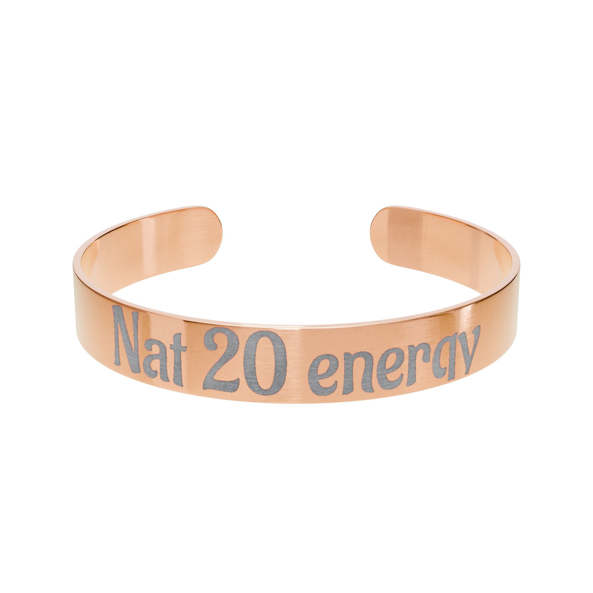 Nat 20 energy | engraved rose gold message bracelet