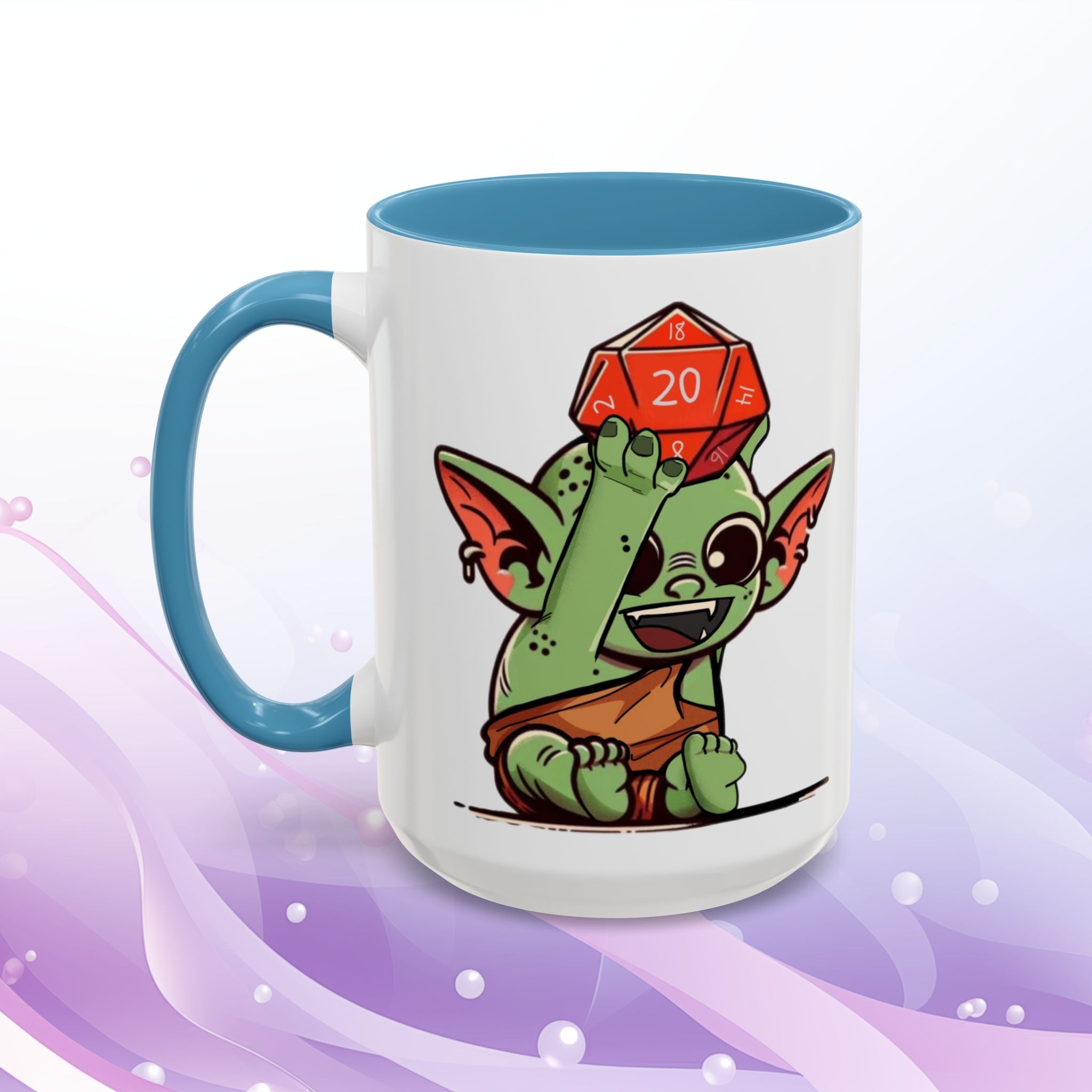 Dice Goblin D20 & D1 Coffee Mug — Gamer RPG Dice Accent Mug (11/15oz)