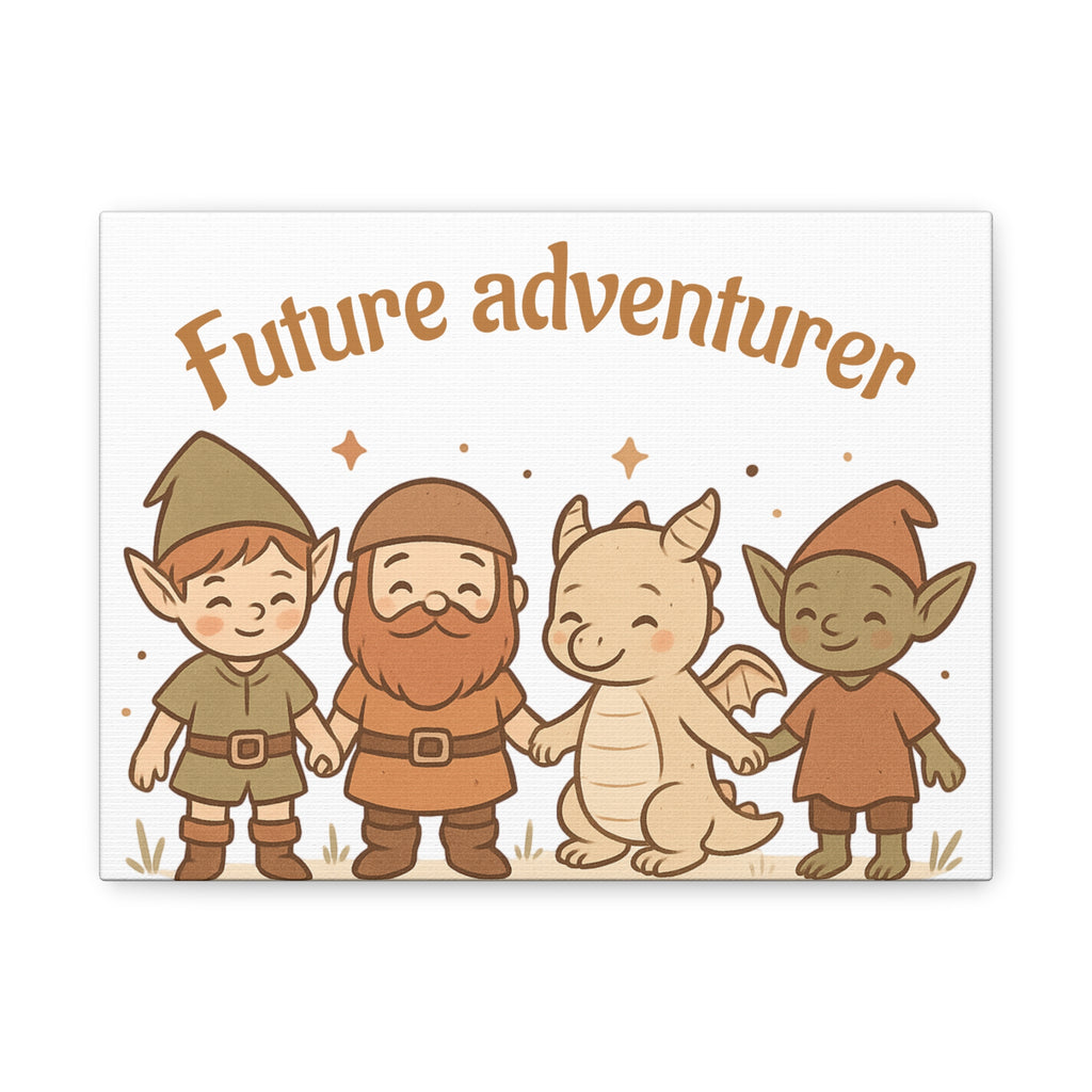 Fantasy Canvas Print — Dragon and Elf Gnome Wall Art for baby and children